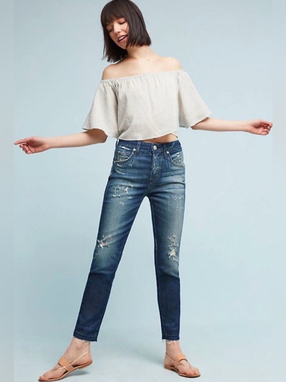 AMO DENIM babe into the blue cropped jeans 28